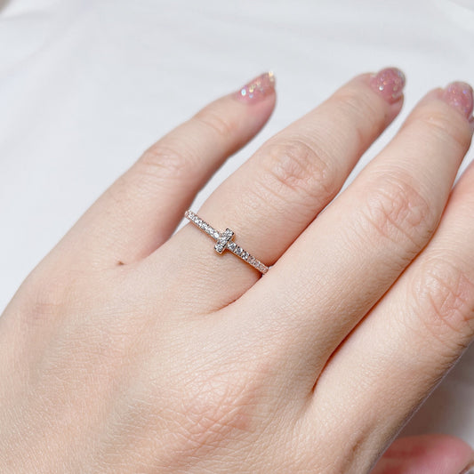 Cross Stackable Ring, 925 Silver 14K Gold Plated Jewelry, Minimalist CZ Ring, Korean Simple Dainty Style