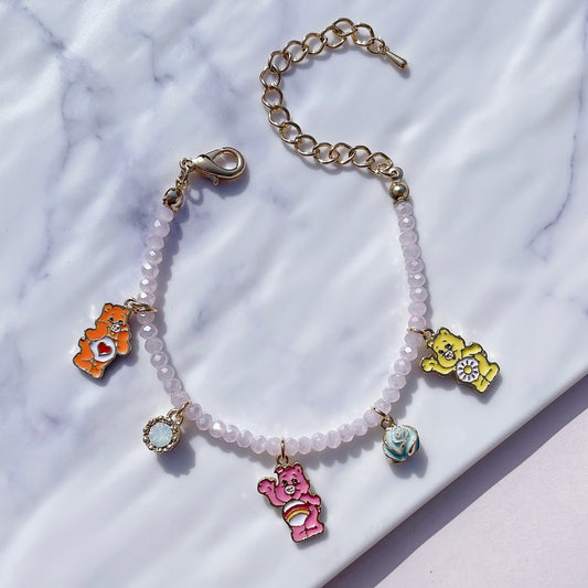Teddy Bears Beads Bracelet | Adjustable Charm Beaded Band | Friendship Series | Dangling Charm Decoration | Cute Enamel Character Pendant