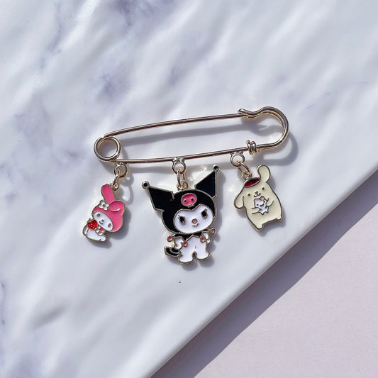 Character Friends Safety Pin Brooch