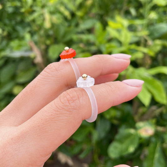 Anillo de resina acrílica Heart Emoji, anillo de declaración de mármol de vidrio retro Y2K, regalo de moda minimalista, joyería coreana sostenible asequible
