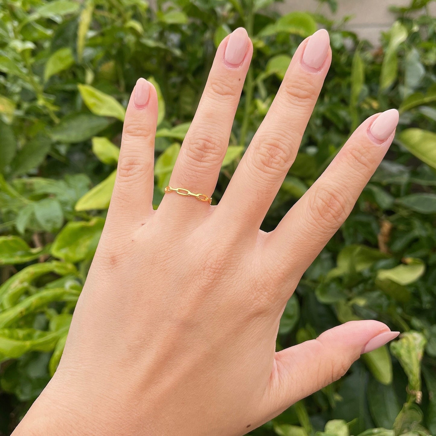 Anillo de cadena de clip delicado minimalista, banda de eslabones apilables de oro, plata 925 chapada en oro de 18 quilates, joyería coreana sostenible asequible