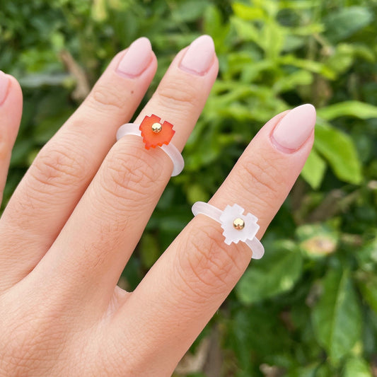 Anillo de resina acrílica Heart Emoji, anillo de declaración de mármol de vidrio retro Y2K, regalo de moda minimalista, joyería coreana sostenible asequible