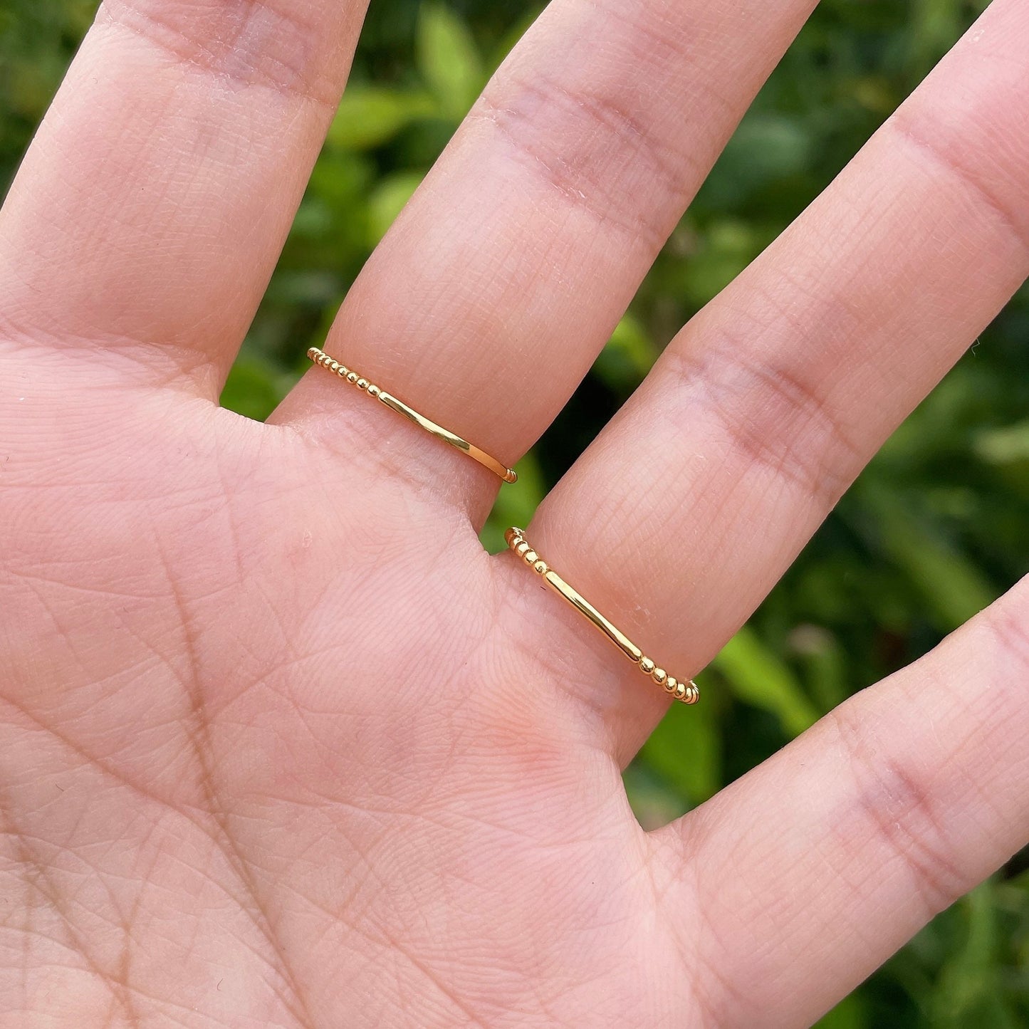 Minimalist Dainty Round Beads Ring, Tiny Crystal Stackable Band, 925 Silver 18K Gold Plated, Affordable Sustainable Korean Jewelry